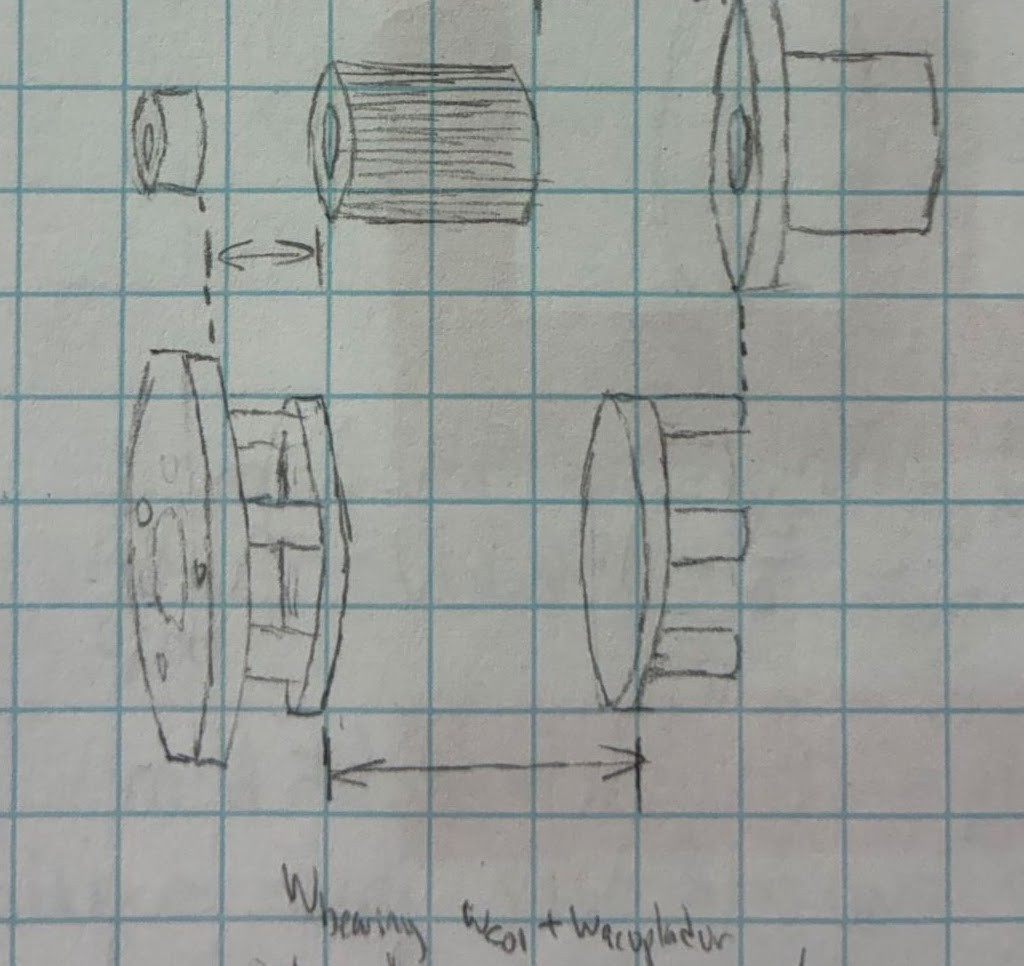 Exploded-view sketch of the assembly
