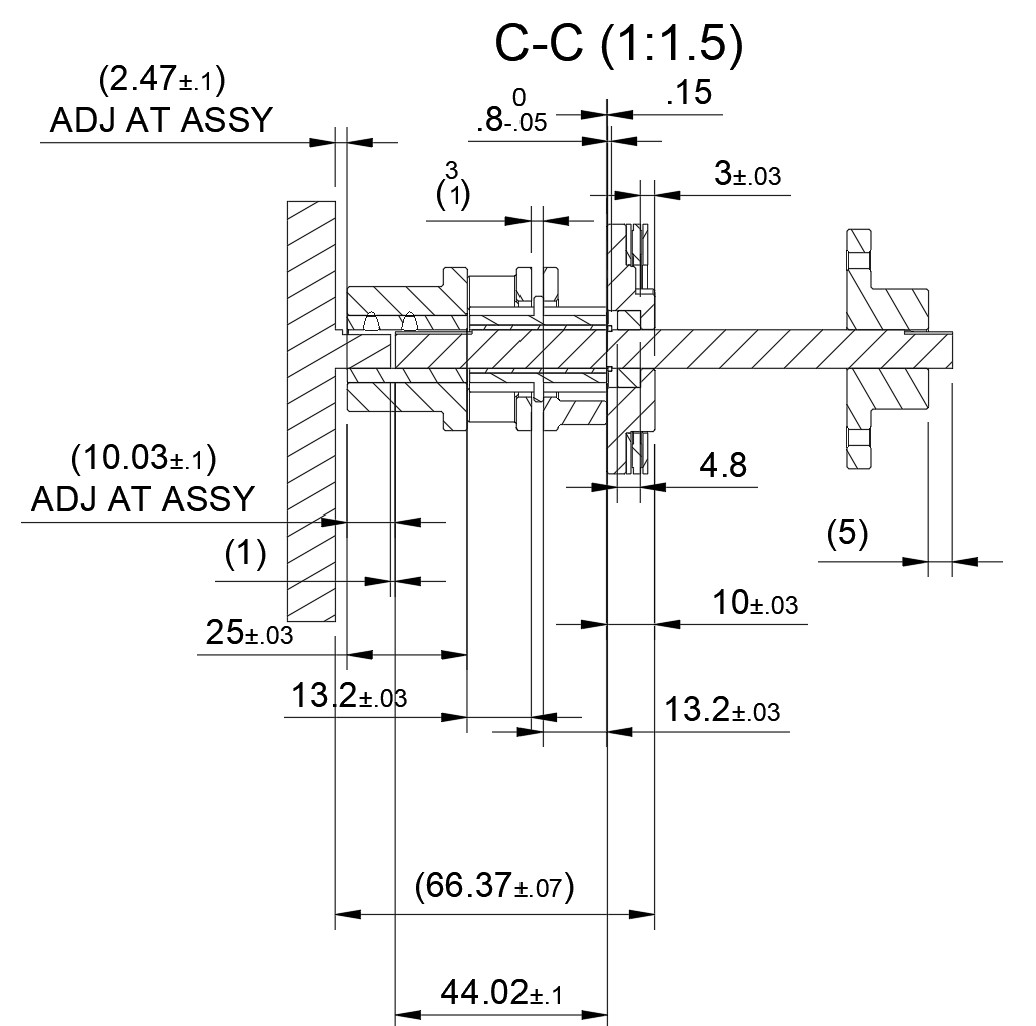 Dimensioned drawing of the shaft assembly